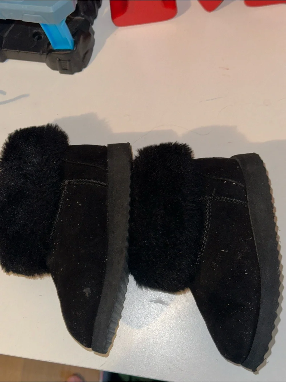 Girls Black Faux-Fur Winter Booties